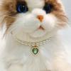 Pet Necklace Love Heart Fake Crystal Shiny Faux Pearls Adjustable Elegant Universal Cat Small Dog Puppy Collar Jewelry Pet Supplies