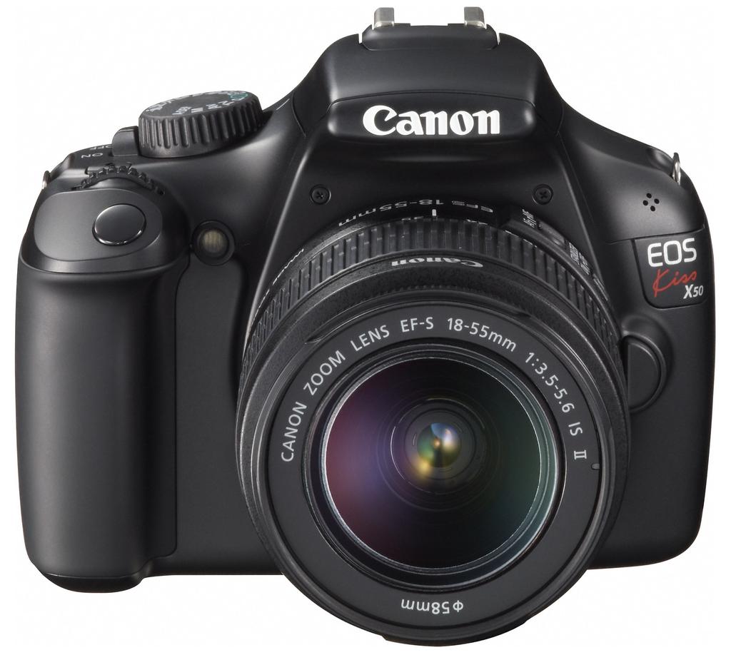 Цифровая зеркальная камера Canon EOS Kiss X50 с объективом IS II Черный EF-S 18-55mm f/3.5-5.6 Комплект, (KISSX50BK-1855IS2LK)