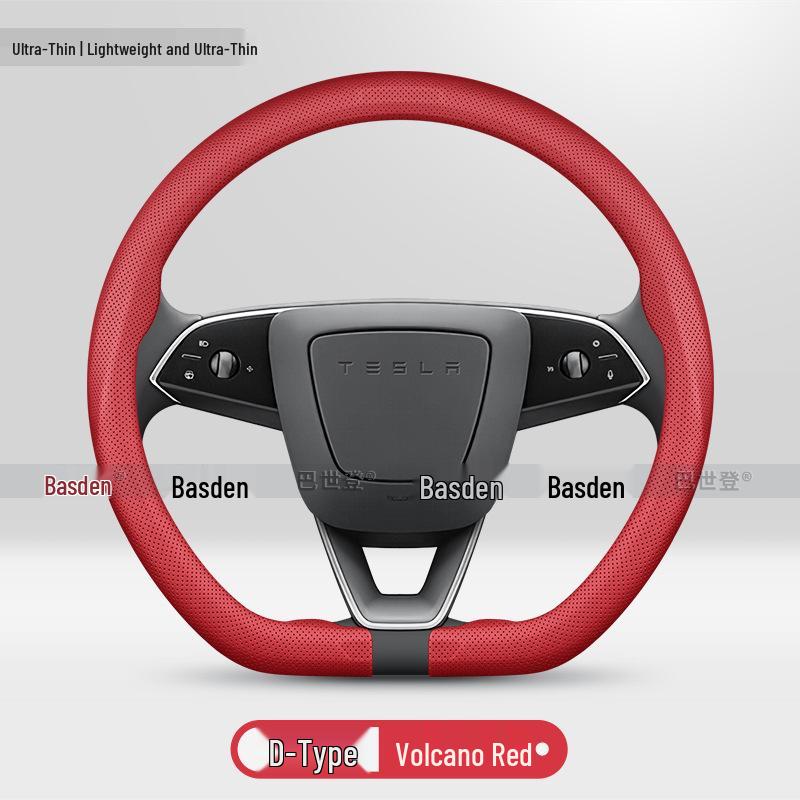 Genuine Leather Steering Wheel Cover for Tesla Model Y, 3, X, S