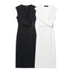 Kaslead New Women clothes Western Style Pin Decoration V-neck Sleeveless Midi Dress 3644181 251