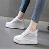 10CM 8CM Genuine Leather Women Shoes White Skateboard Sneakers Platform Wedge Shoes Air Mesh Hollow Breathable