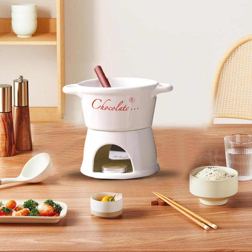 Кружка для Шоколадного Фондю, Чашка для Растапливания Шоколада с Чайной Свечой и Вилками, Набор Горшочков для Растапливания Масла, Чашка для Растапливания Сыра, Кружка-Подогреватель
