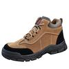Men's Steel Toe Safety Work Shoes: Solid Bottom, Anti-Smash, Anti-Puncture, Lightweight, Wear-Resistant, Thick Sole, High-Top Protection.