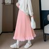 Autumn Winter Women Warm Ruffles Midi Skirt Elastic Waist Black Gray Pink Brown Knitting Skirt Elegant Feminine Knitted Sweet Skirts Womens