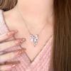 Elegant Pink Bowknot Necklace Women Fashion Jewelry Alloy Texture Elegant Women Necklace Suitable for Comfortable Wear
