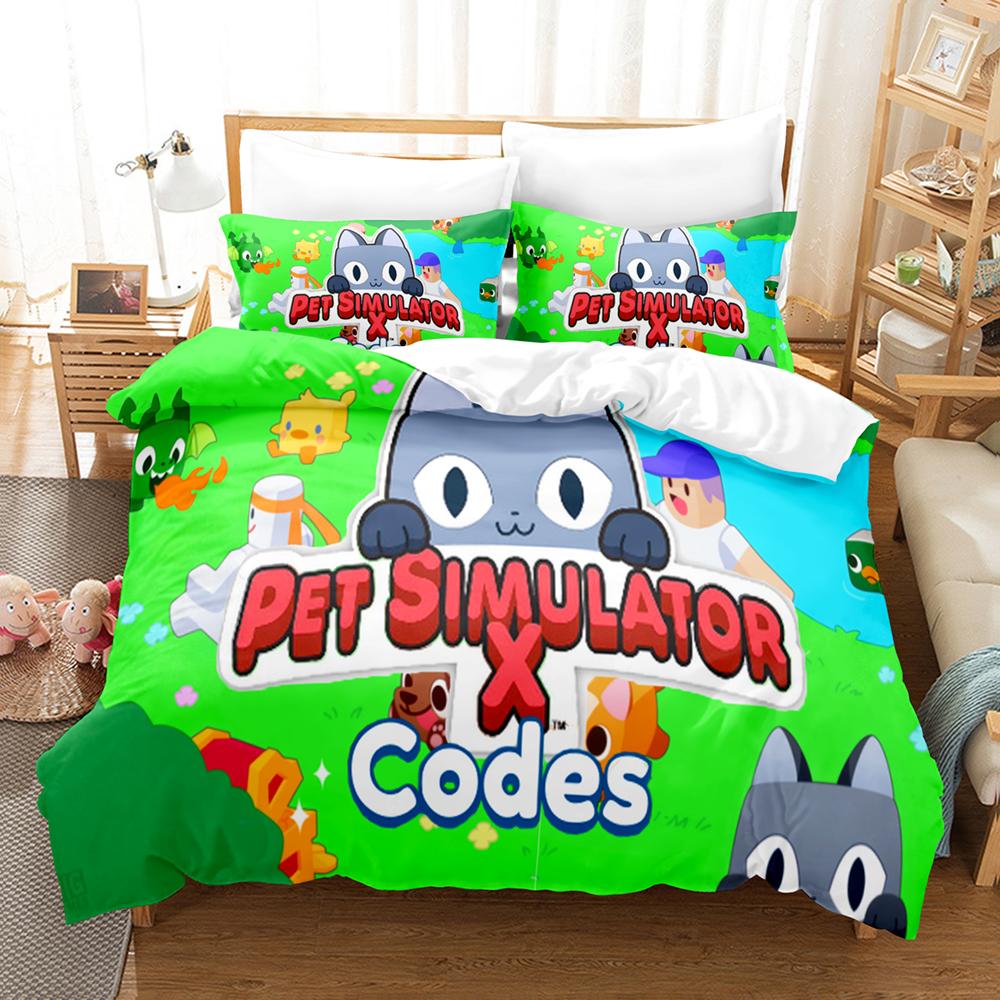 Игры Cute Pet Simulator X 3D печать Комплект постельного белья Односпальная кровать Двуспальная кровать King Bed Set Детская спальня Пододеяльник Комплект Домашний текстиль