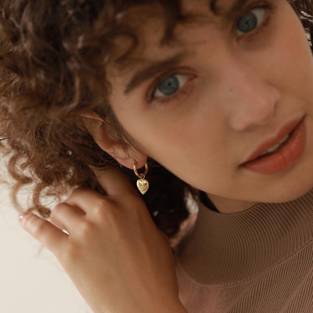 Stainless Steel Devil'S Eye Pendant Earrings Women'S Retro Style Earrings Furnace Vacuum Plating 18K Real Gold