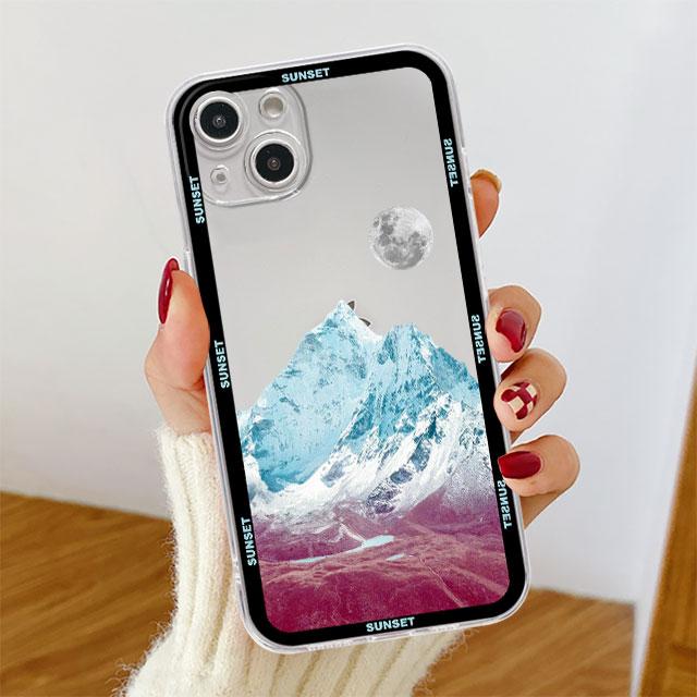 Прозрачный чехол для Apple iPhone 14, 11, 13, 12 Pro, 7, 8 Plus, XR X, XS Max, 6, 6S, 13Pro, силиконовый чехол для телефона, эстетический, снежная гора