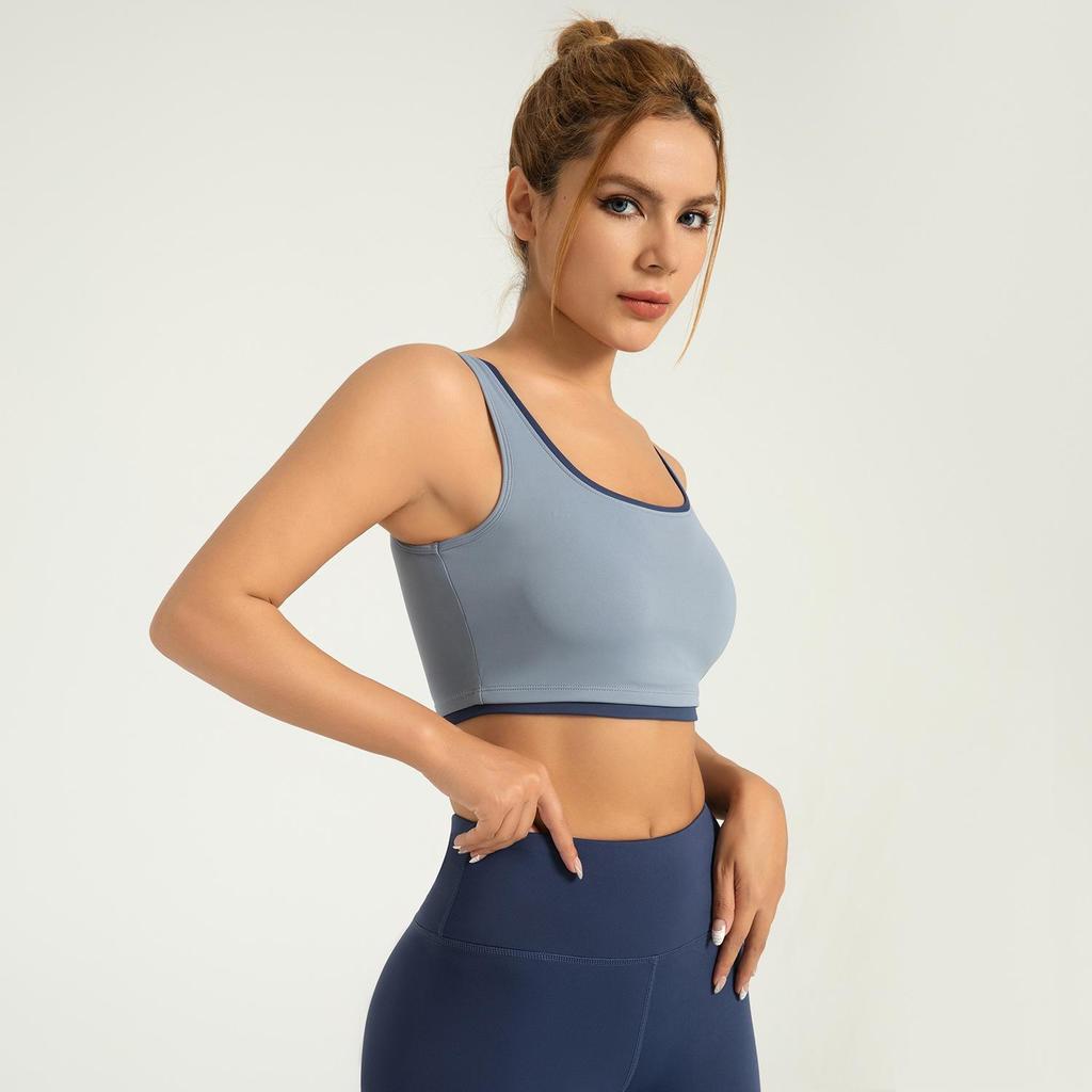 Спортивный жилет с цветными блоками и высокой эластичностью, со встроенным бюстгальтером – противоударный жилет для йоги