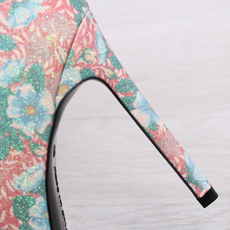 Women 2023 New Office High Heel Shoes Work Fashion Banquet Catwalk Sexy Flowers 11cm Heel WZ