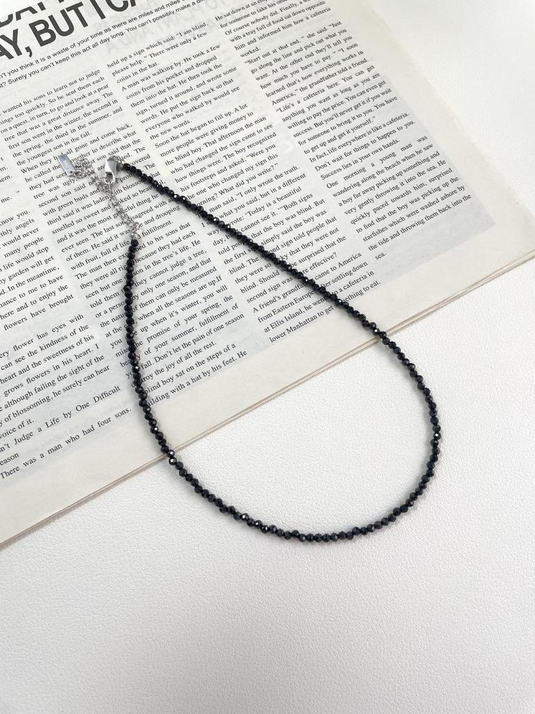 Женское колье из стерлингового серебра 925 пробы с двойным слоем и черными кристаллами - изысканная высокая мода