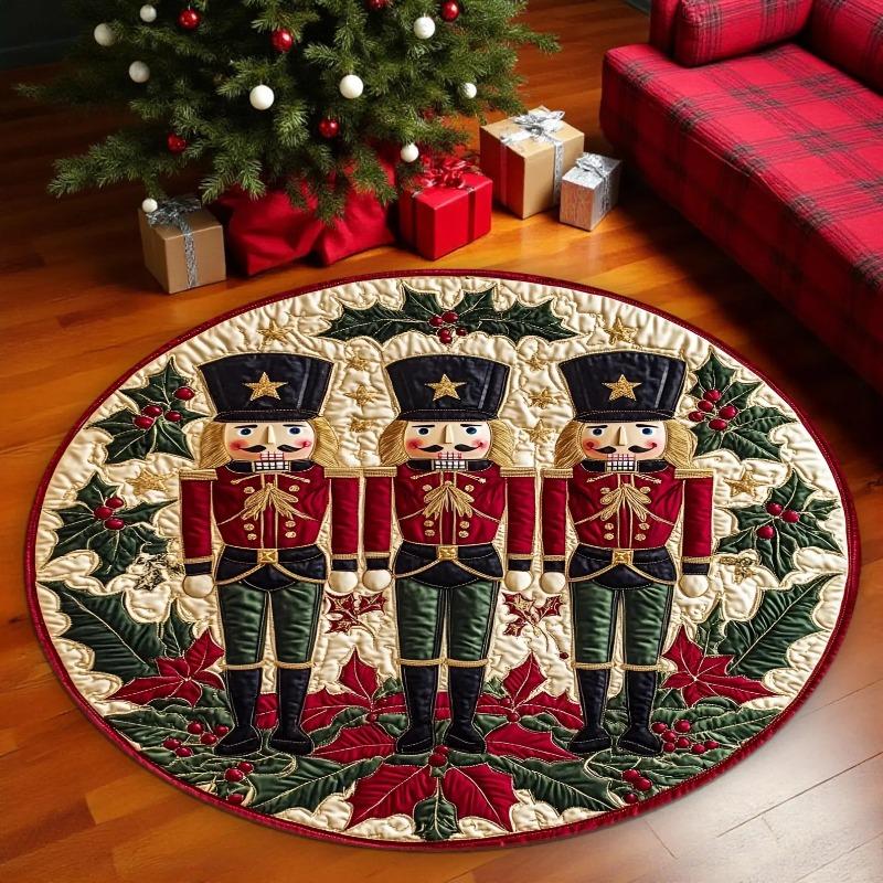 Щелкунчик Рождественский Круглый Ковер Круглая Подстилка Рождественский Ковер Праздничный Декор Пола Коврик Рождественский Ковер Семейный Рождественский Декор Дома