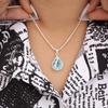 Pear Sky Blue Topaz Gemstone 925 Sterling Silver Jewelry CZ Minimalist Pendant CZP-7-3