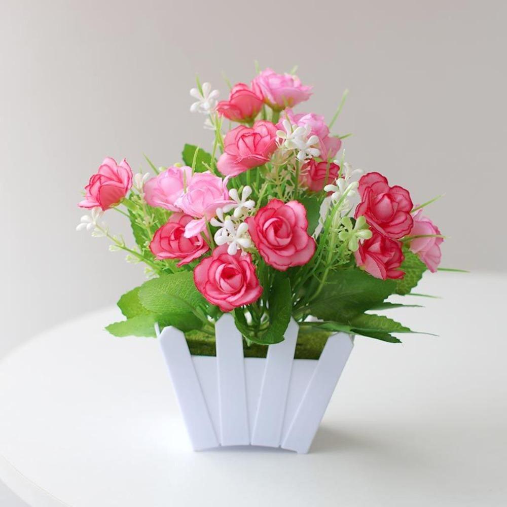 Fence Artificial Potted Flowers Simulation Bonsai New Plastic Fake Flower Living Room Ornaments