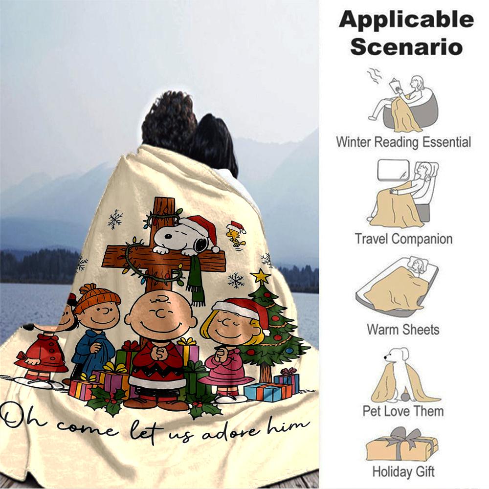 Snoopy'S Christmas Celebration Blanket Soft Throw Blanket For Home Bedroom Bed Sofa Travel Office Solid Christmas Blanket
