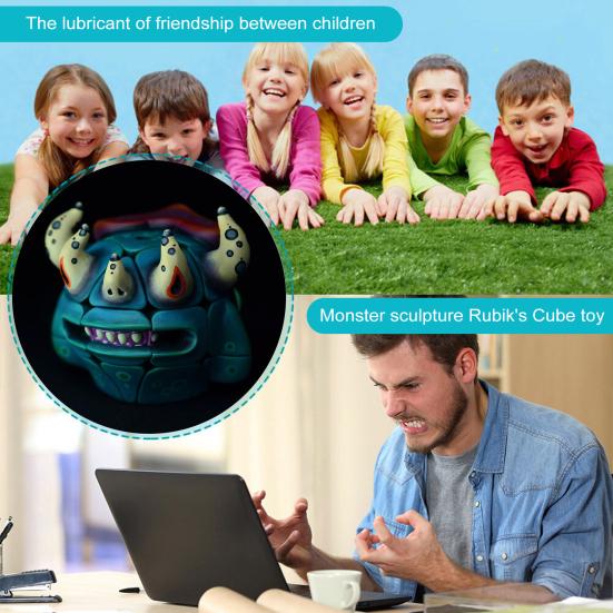 Мультяшный кубик-скульптура «Инопланетяне» для снятия стресса, тревожности, для детей, подростков, взрослых, головоломка-куб, портативный, для художников, ручная работа, кубик-инопланетянин, образовательная игрушка