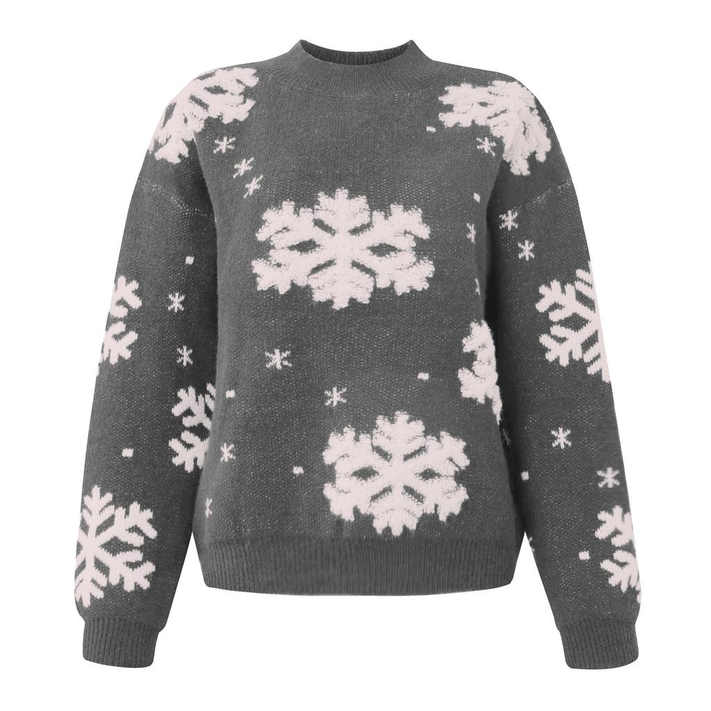 Женский модный рождественский свитер, свитер с длинным рукавом и высоким воротником