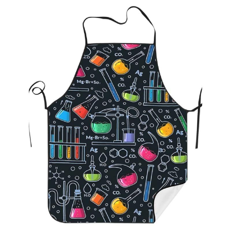 A Vintage Chemistry Pattern Apron - Unisex, Durable Fabric, Science-Themed Design Featuring the Periodic Table and Chemical