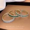 Emerald Square Geometric Pave Zirconia Open Bangle Bracelet
