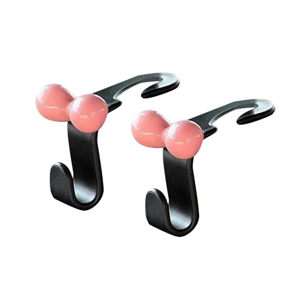 2Pcs Cartoon Dopamine Pink Bow Car Hook Plastic Multifunctional Car Seat Hanger Hooks Home Storage Hook Car