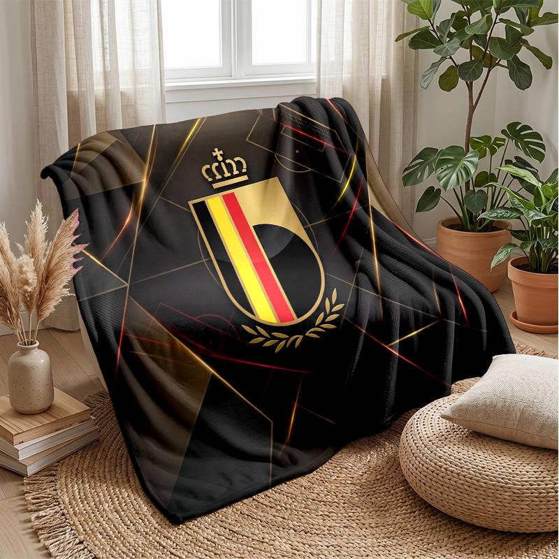 Belgium Football Printed Flannel Blanket Skin Friendly Warm Decorative Throw for Indoor Couch Bed Daily Use