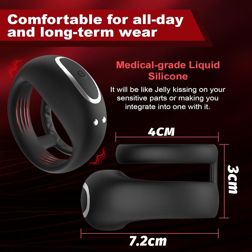 Вибрирующее двойное кольцо для пениса Секс-игрушки для мужчин Кольцо для пениса Вибратор с 10 вибрациями Взрослая мужская секс-игрушка для более долгой, твердой, сильной эрекции
