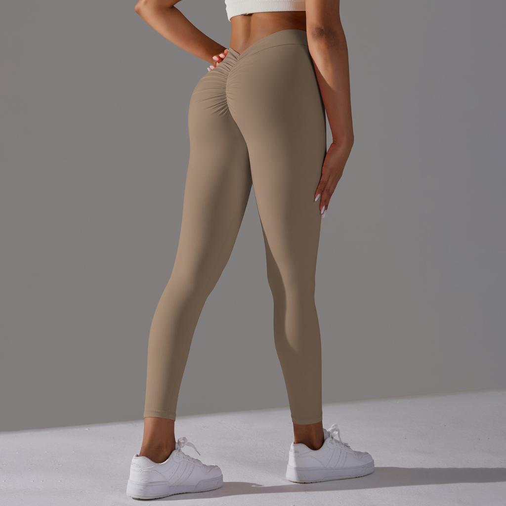 New Style Of Tight Yoga Pants With No Awkward Lines, Featuring A Curvy Buttocks And A Cinched Abdomen, And A V-Waist Brushed Workout Pants For Women