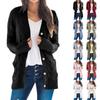 Womens Solid Color Cardigan Long Sleeve Pockets Open Front Knit Sweaters Coat