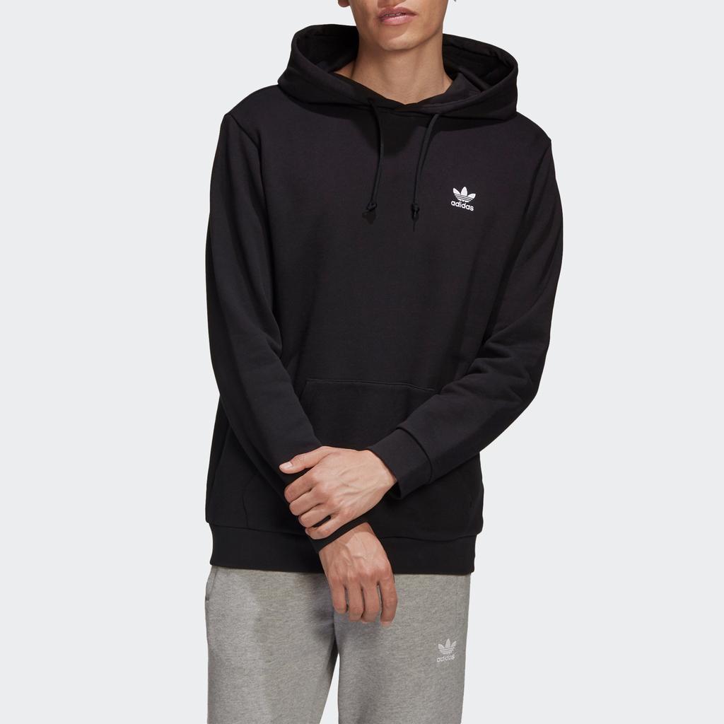 Adidas Свободная толстовка с капюшоном Originals с логотипом трилистника, мужские топы, черный GE0795