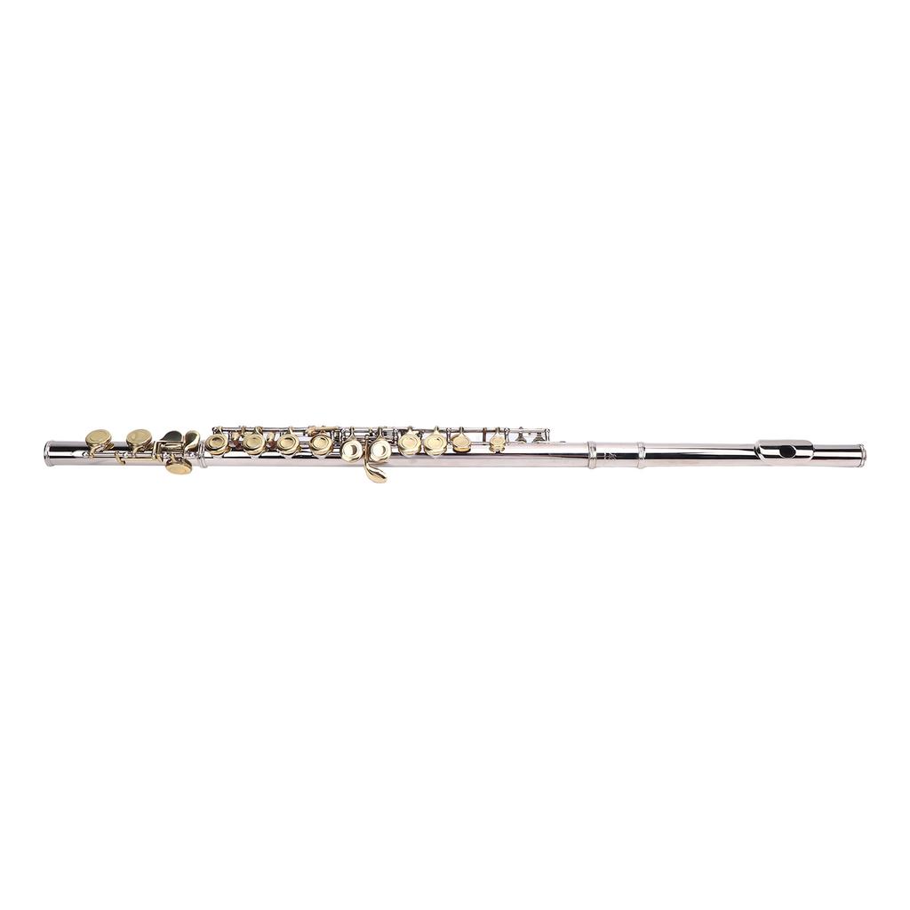 Closed Hole C Flute 16 Keys G Key Offset Design Cupronickel Flute Instrument with Cleaning Cloth Carrying Case