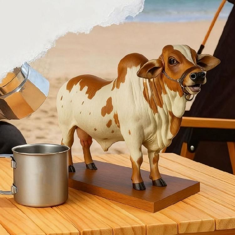 Креативный диспенсер для ликера в форме быка для бара, декантер для вина, скульптура животного из смол ручной работы со стабильным деревянным основанием