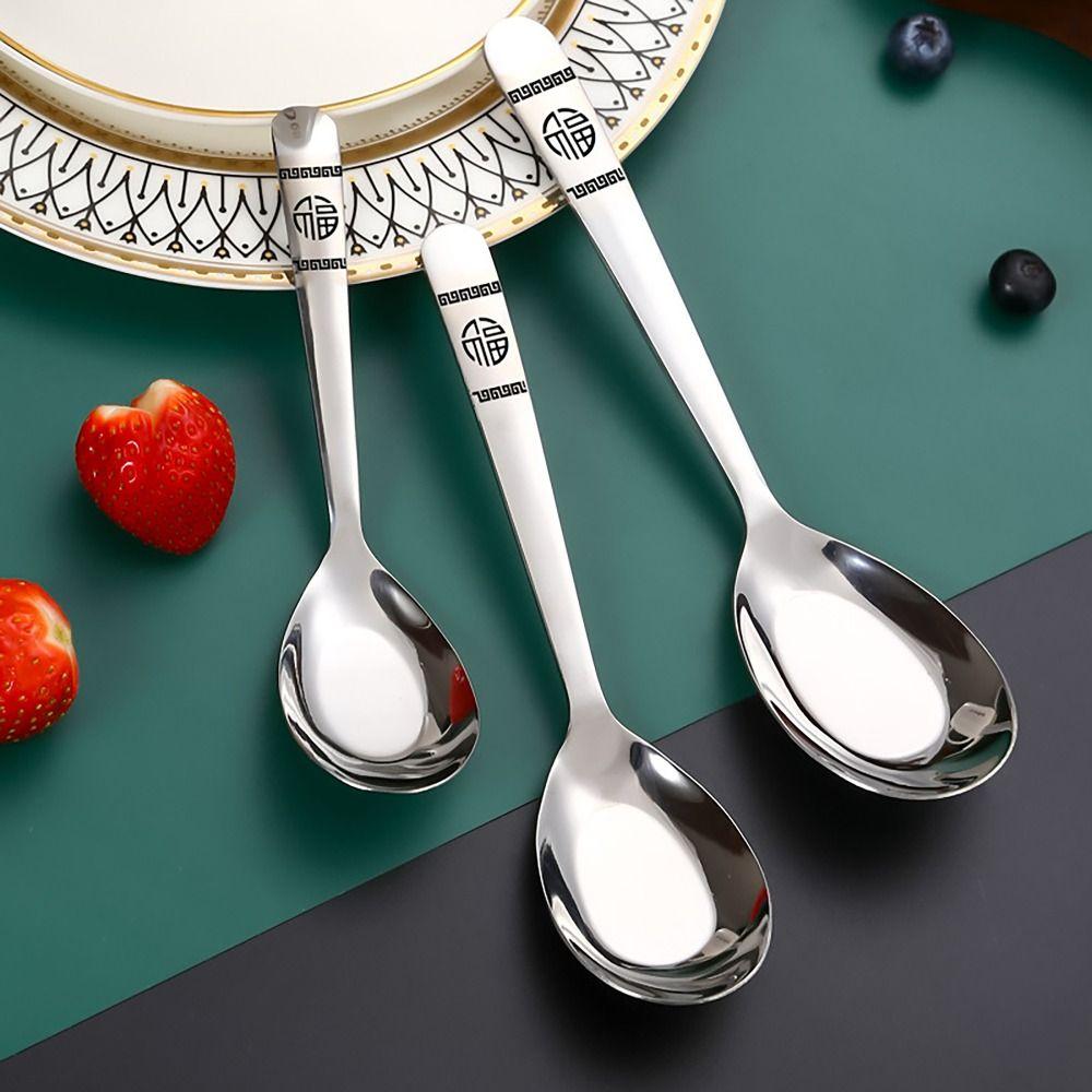 S/M/L Stirring Spoon FU Character Coffee Spoon Portable Dessert Spoon for Kitchen Tools