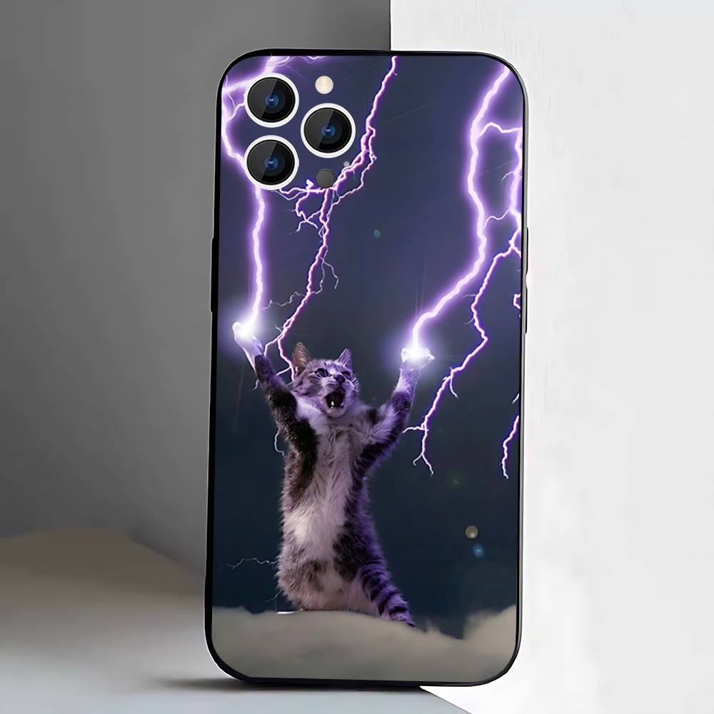 Мемы с котами Чехол для телефона Для iPhone 17,16,15,14,13,12,Pro,Max,Plus,E,SE4,Air,Mini Черный Мягкий Коробка