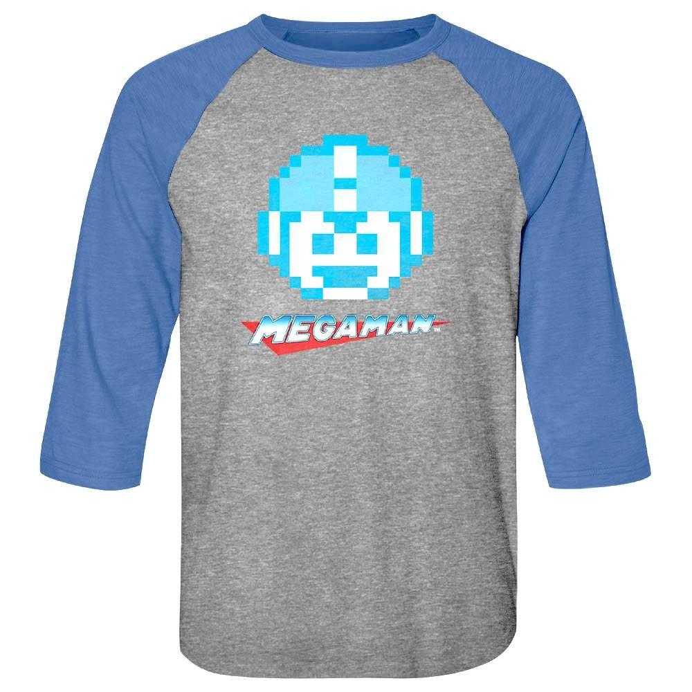 Megaman Pixel Face Men Raglan Shirt
