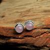 Rose Quartz Stud Earring, Silver Jewelry, Handmade Jewelry, 925 Sterling Silver, Gift For Her