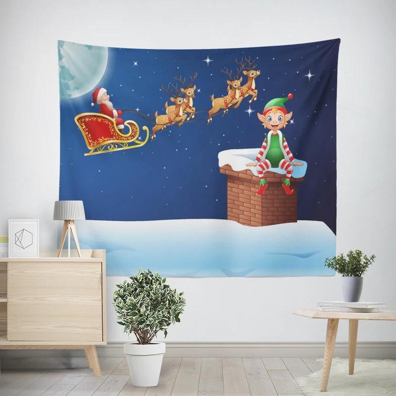 Новогодняя Рождественская Ночь Санта-Клаус Узор Гостиная Спальня Декоративный Гобелен