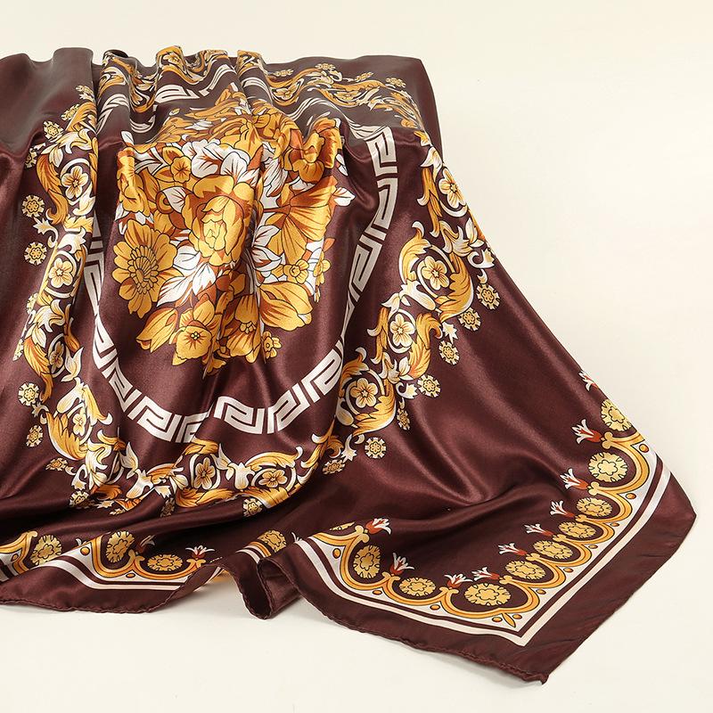 Spring and Autumn Women's Cashew Print Square Scarf Fashion Commuting Versatile Headscarf Stained Rose Square Scarf