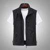 Мужской летний жилет без рукавов с лацканами, жилет с 2 карманами на молнии, куртка-карго, уличная одежда