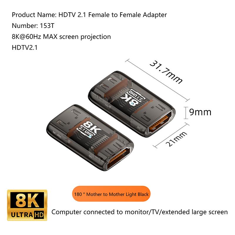 HOT! 2.1 Male To Female Adapter 8K@60Hz Male To Female Connector Up Down Angle 90 270 360 Degree For HDMI Cable PC Laptop HDTV