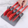 Utensil Rest Heat-Resistant Fork Chopstick Holding Stand Ladle Tongs Spatula Spoon Rest Flexible Smooth Silicone Kitchen Counter Utensils Holder