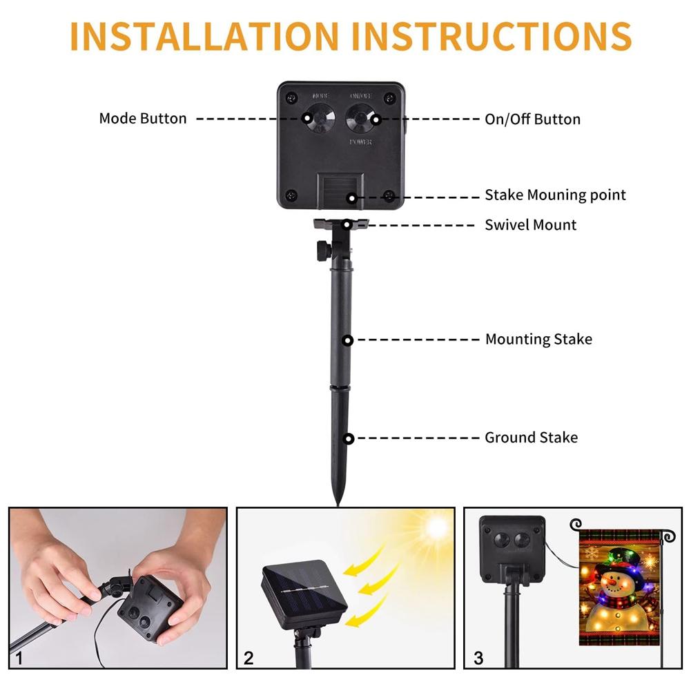 12x18" двухсторонний солнечный светодиодный снеговик садовый флаг для уличного фермерского дома сад газон рождественское украшение освещенные дворовые флаги 2025