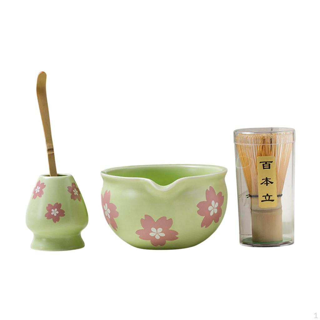 Набор для матча из 4 предметов с венчиком и ложкой для приготовления чая