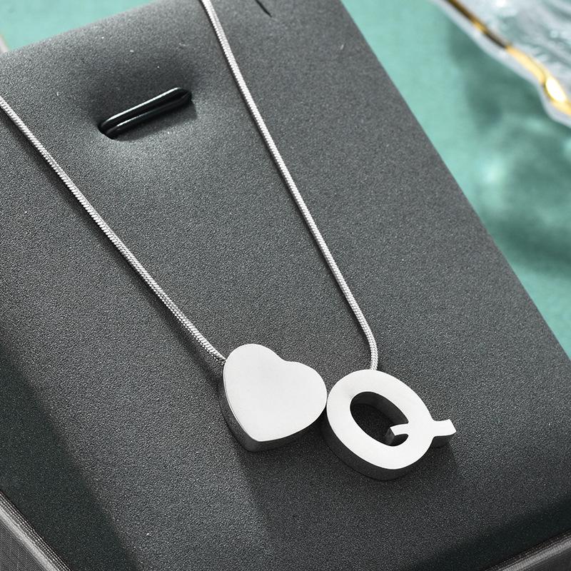 Stainless Steel 26 Letter Pendant Love Necklace Female Whole Body Titanium Steel Snake Chain Premium Sense Clavicle Chain Tide