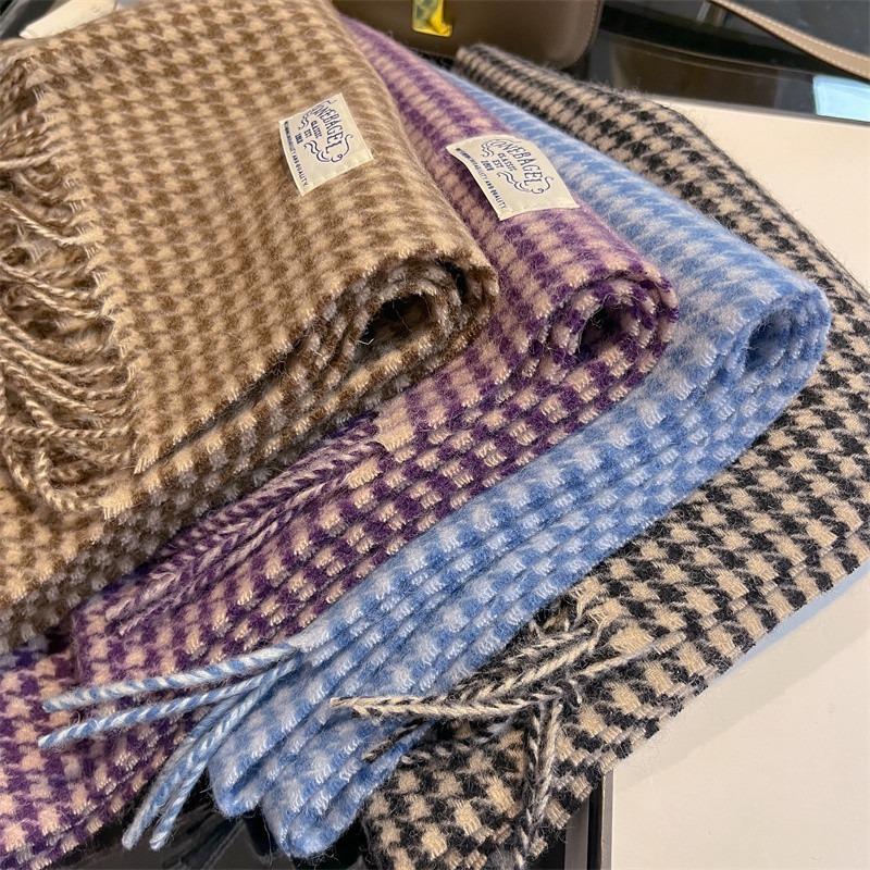 New Plaid Wool Scarf Women's Winter Retro Versatile Cold-proof and Warm Scarf