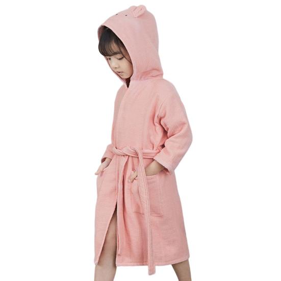 Yousheng Детский халат с капюшоном и поясом с карманом, плотный, мягкий, впитывающий воду, быстросохнущий, однотонный, для мальчиков и девочек, халат для малышей, пижамы, одежда для сна