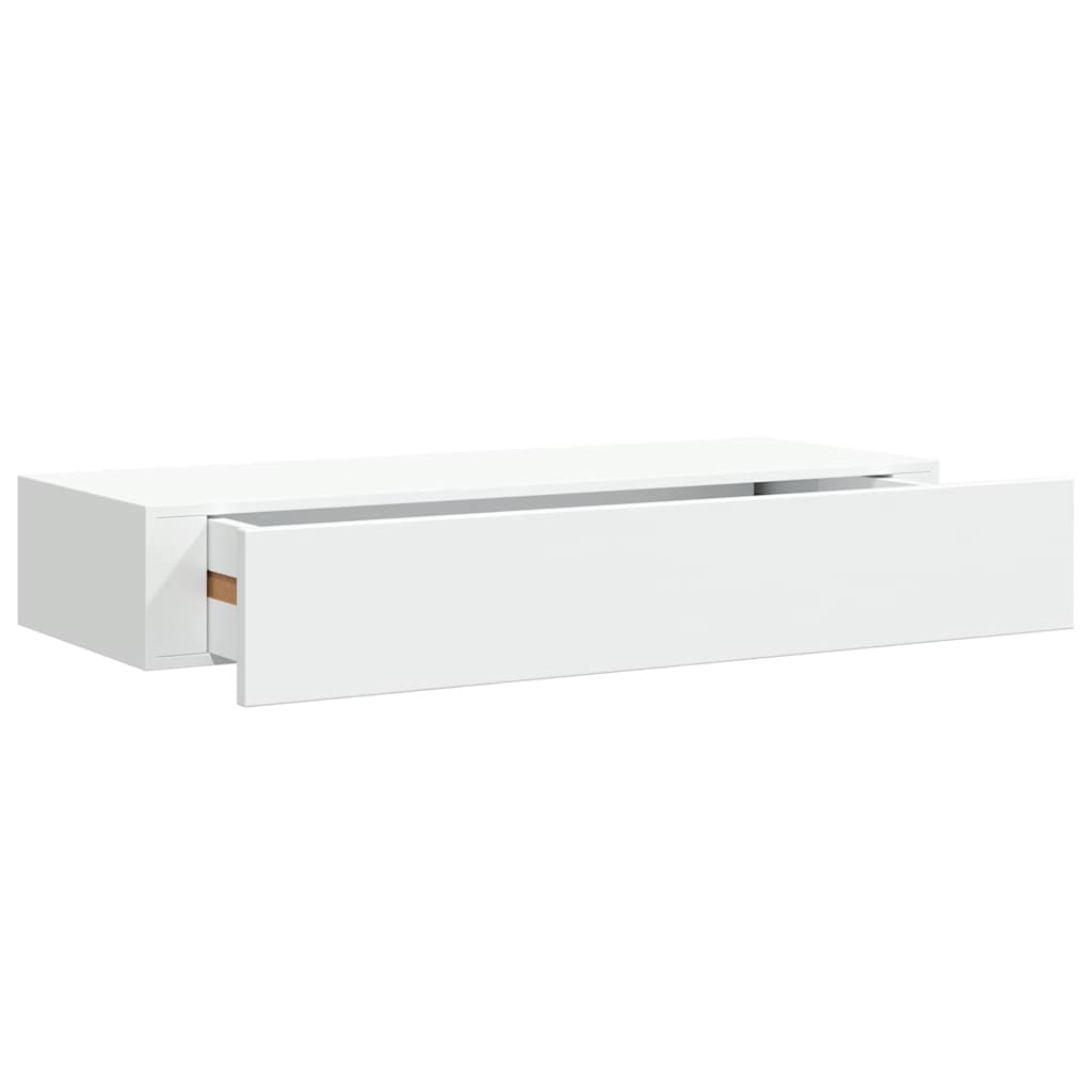 Wall Mounted Shelf with Drawer White 60 x 23.5 x 10 cm MDF