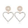 Модные универсальные серьги-сердечки из сплава с бриллиантами и стразами для женщин