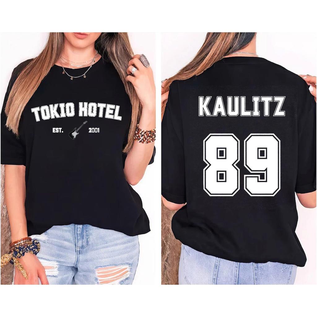 Tokio Hotel Cotton T-shirt Rock Band Kaulitz Back Print Germany Summer Short Sleeve Black Tee Women Plain Clothes