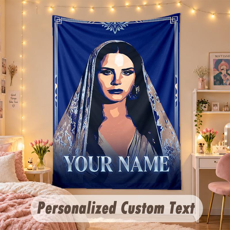 Custom Personalized Tapestry,Lana Del Rey Print Custom Name Text Wall Art Hanging for Bedroom