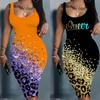 Sexy Sleeveless Dress Summer Fashion Printed Long Dress Female Tight-fitting Style Bag Hip Dress